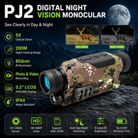 Monoculaire de vision nocturne numérique PJ2, zoom optique 5X, vision IR 200m, vidéo 1080P, dispositif d'observation extérieure