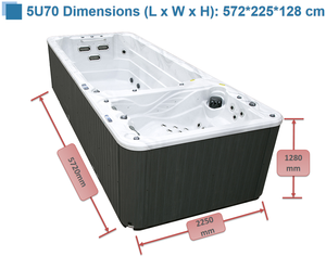 Spa de nage extérieur de luxe à double zone avec bain à remous, <span class=keywords><strong>piscine</strong></span> acrylique sans fin de <span class=keywords><strong>5</strong></span>,7 <span class=keywords><strong>m</strong></span> pour enfants, écologique, pour hôtels, villas et spas - Product Image 3