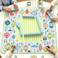 Tapis de Mahjong de Luxe Moderne Personnalisé, Imperméable, Antidérapant, en Caoutchouc, Design Chinoiserie Élégant, Vente Directe Usine