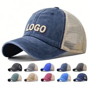 Personalizado Win Logo Vintage 6 Panel de malla ajustable trasero holandés camionero sombreros de dos tonos al por mayor suave deportes al aire libre gorras de béisbol - Product Image 1