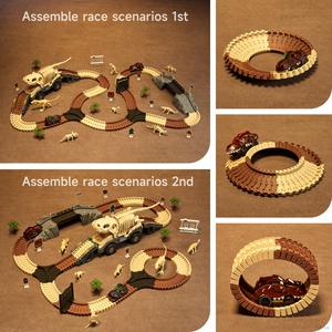 Tumama Kids Fun <strong>Car</strong> <strong>Toys</strong> Dinosaur Skeleton <strong>Car</strong> Track <strong>Toy</strong> <strong>Set</strong> 194pcs Educational Racing Track Building <strong>Games</strong> for Children