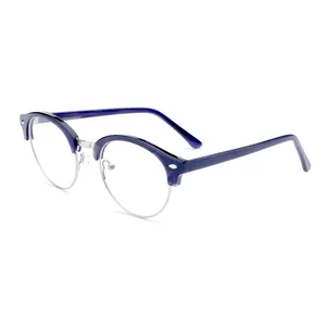 New Fashion Half Rim Acetate Optical Eyeglasses Glasses Frames Round Spectacles Men Women Eyeglasses Frame