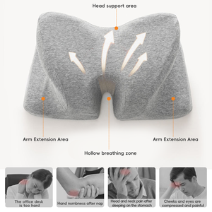 <span class=keywords><strong>Oreiller</strong></span> de sieste ergonomique en mousse à mémoire de forme YUE RISE, soutien zoné, non toxique et durable, parfait pour le bureau, la sieste au bureau - Product Image 3