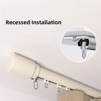 Tringle à rideau moderne en aluminium avec finition électrophorétique, rail silencieux pour rideau simple, ensemble de tringles murales à montage latéral