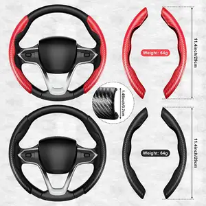 Factory directly Set of 2pcs snap on Carbon Fiber Anti-Skid universal car Steering Wheel Cover