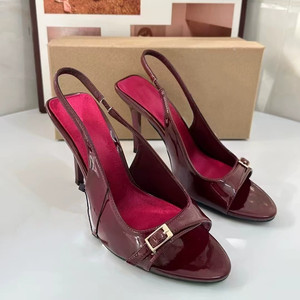 Sandales d'été à talons pour femmes - Bride cheville avec boucle métallique, bout ouvert, bride arrière, coupe basse - Product Image 3