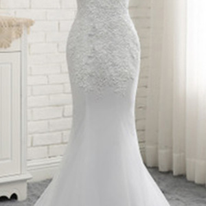 Backless Lace Mermaid Wedding Dress Sweetheart Neckline Cap Sleeve White Polyester Fiber Natural Waistline 2026 New Style - Product Image 3