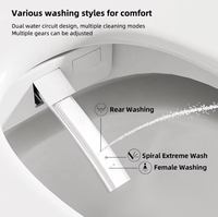 Toilette intelligente en céramique en forme d'œuf avec couvercle à ouverture et fermeture automatiques, capteur de pied sans contact pour le chasse d'eau et séchoir à air chaud pour hôtel