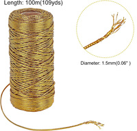Özel 328ft 1.5mm Altın Gümüş Simli Kordon İpi Esnemeyen Metalik Parıltılı İplik DIY El Sanatları Hediye Paketleme Toplu Satış