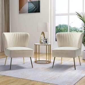 Fauteuil d'appoint moderne en velours blanc pour chambre, hôtel, café et restaurant – Chaise de loisirs confortable avec accoudoirs pour salon et salles d'attente - Product Image 1