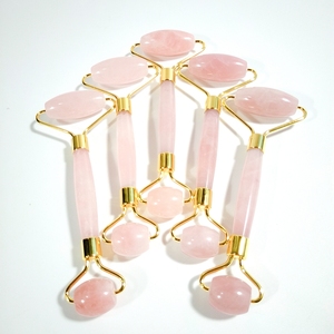 Rouleau de massage du visage anti-âge en quartz rose naturel pour le cou, minceur, beauté, bricolage, 100% - Product Image 1