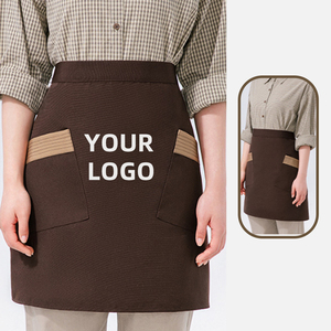 Promotion Logo personnalisé court polyester coton Chef cuisine Bar café 2 poches imperméable noir demi-tablier pour serveur - Product Image 1