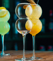 470ml Tige Double Bulle Logo Personnalisé Gobelets Verre À Vin Rond Verre À Boire Tasses Gourde Forme Coupe Cocktail Gobelet En Verre