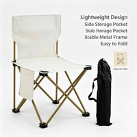 Chaise de camping pliable d'extérieur - Acier carbone léger et portable avec poche de rangement latérale pour la randonnée, la plage et le jardin