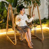 Chaise suspendue double en métal pour l'intérieur et l'extérieur, pour balcon, jardin, cour