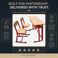 Ensemble de bureau et chaise d'étudiant deux places avec plateau en mélamine HDF et structure en poudre époxy 1200x450x750mm – Fourniture pour projets scolaires