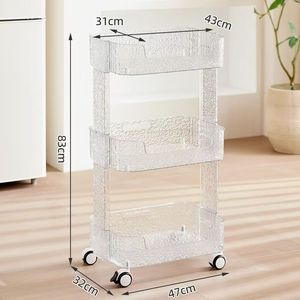 Beauty Salon 3-Layer Acrylic <b>Trolley</b> with Wheels for Salon Spa Therapy Room-Stable & Durable - Product Image 2