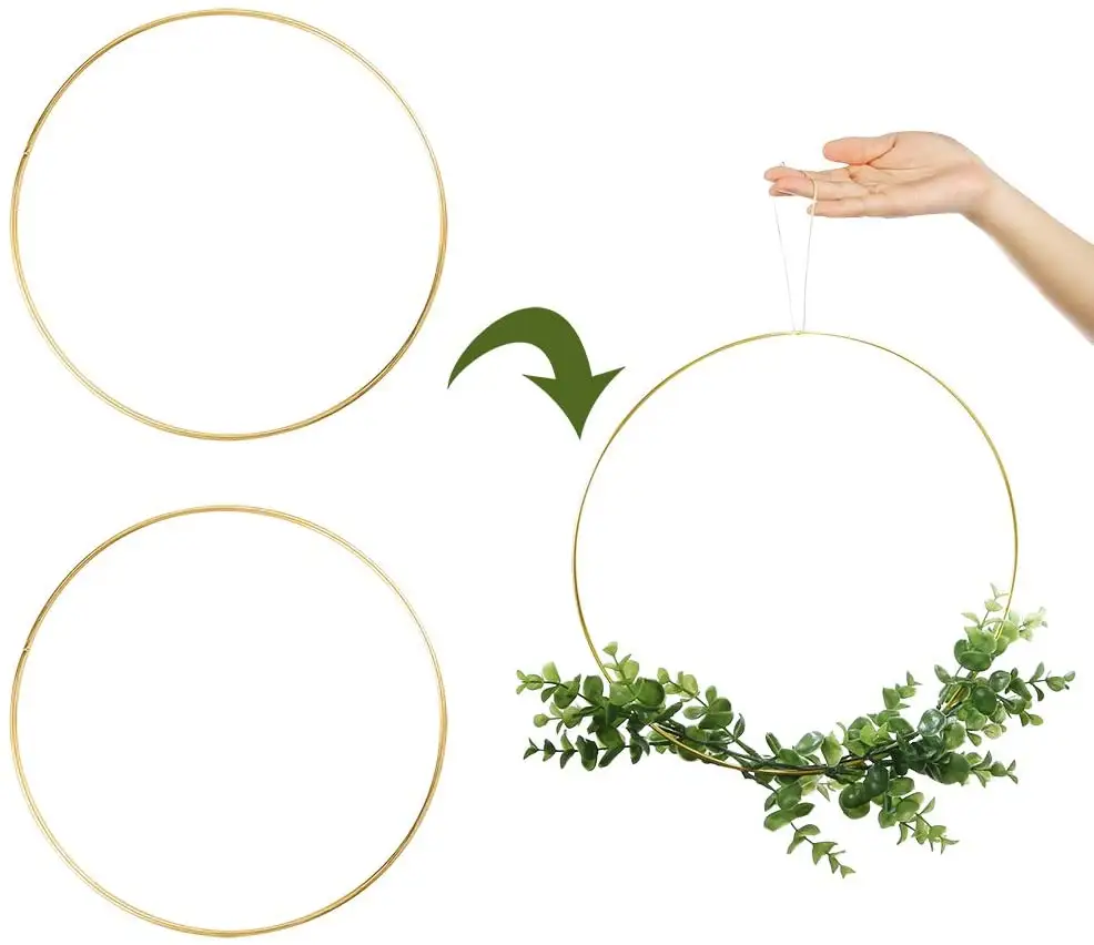 Cincin Logam 19 Inci, Cincin Hoop Emas untuk Membuat Dekorasi Karangan Bunga Pernikahan, Penangkap Mimpi dan Kerajinan Gantung Dinding Macrame