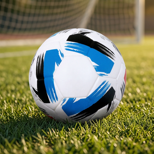 Size 5 Soccer Ball White Blue Black Brushstroke Pattern <b>Football</b> - Product Image 4