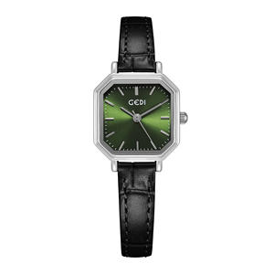 Montre polyvalente pour femmes, étanche, petit cadran carré, simple, rétro, en cuir véritable, à quartz - Product Image 1