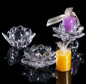 Glas Kristal Lotus Bloem Clear Kaarshouder Voor Buddism Gift Crystal Lotus Huwelijksgeschenken