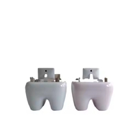 Comptoir de réception haut de gamme extensible en forme de dent, design moderne en plastique PETG rose, pour cliniques dentaires, hôtels, bureaux et centres commerciaux