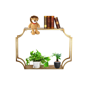 Modern <strong>Gold</strong> Chinese Iron Metal <strong>Wall</strong> <strong>Shelf</strong> Living Room Farmhouse and Apartment Book Storage Hanging Decorative <strong>Wall</strong> Decor <strong>Shelf</strong> - Product Image 1