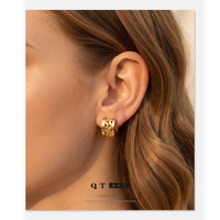Boucles d'oreilles à clip électroplaquées style chinois vintage, or traditionnel, sensation de luxe haut de gamme, niche, automne/hiver, Ginkgo