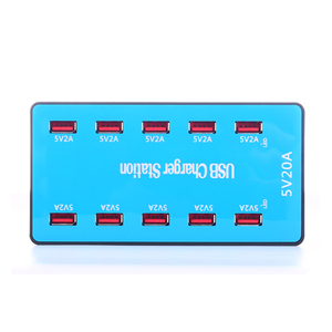 Cargador de Teléfono Inteligente USB de 10 Puertos, 100W, Color Azul y Negro, Estación de Carga USB de 5V <span class=keywords><strong>20A</strong></span> para Múltiples Dispositivos con Cables de CA - Product Image 3