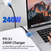 Câble de charge rapide USB Type-C vers C 5A PD 240W avec gaine en nylon pour iPhone 16/17 Pro Max iPad Macbook Air - Longueurs de 1 à 3 m
