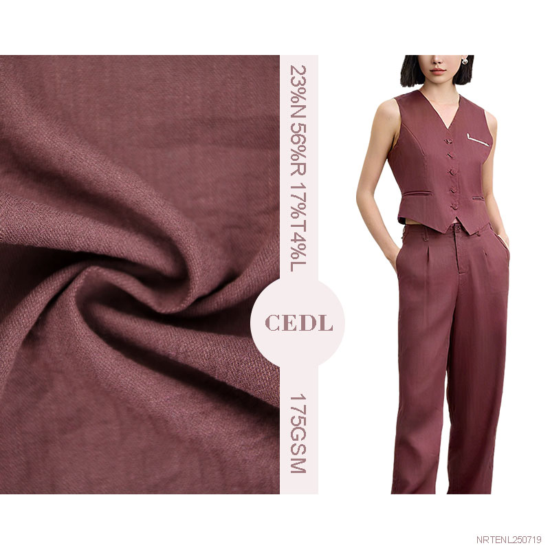 Soft and Smooth Lyocell Linen Nylon Rayon Blended Women's Suit Pants Fabric