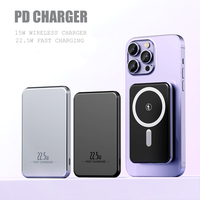Banque d'alimentation sans fil magnétique 15W Charge rapide 5000mAh 10000mAh Chargeur portable ultra fin pour téléphones iPhone Android