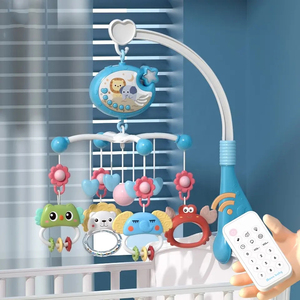 <span class=keywords><strong>Mobile</strong></span> musical de berceau avec projecteur d'étoiles RC, 400 berceuses, télécommande, fonction de minuterie et clochette rotative pour bébés - Product Image 4