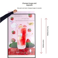 Nouvelle enseigne publicitaire lumineuse rectangulaire en aluminium avec éclairage LED extractible, ultra-mince, murale, en verre trempé, pour menu