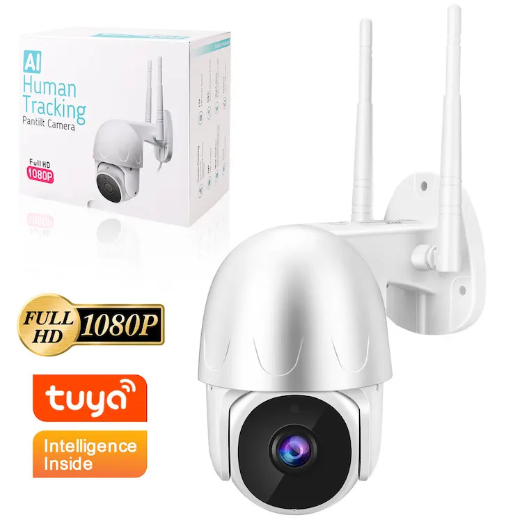 Tuya smart outdoor 1080p wireless video monitoring QX45 WiFi camera PT dome security camera