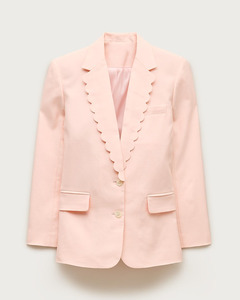 Trajes y Blazers para Mujer en Rosa Claro, Blazer Entallado con Borde Festoneado, Solapa, Cierre de un Botón y Bolsillos, para Oficina y Ropa Casual Elegante - Product Image 1