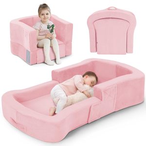 <b>Kids</b> Folding Foam <b>Sofa</b> Bed 20mm Thick Pink Foldable Contemporary Design For Toddlers And Babies - Product Image 1