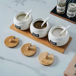 Ensemble de trois pièces : Étagère à épices sur pied à trois niveaux pour la cuisine, organisateur de condiments, pots à sel et <span class=keywords><strong>sucre</strong></span> - Product Image 5