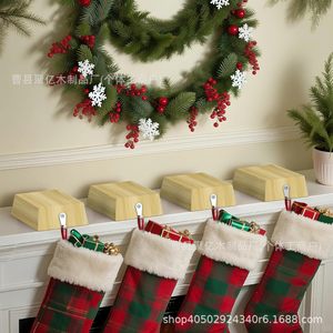 Wooden <b>Christmas</b> <b>Stocking</b> <b>Holder</b> Mantel Mount Detachable Hanger Fireplace Decoration 4 Piece Set Minimalist Style - Product Image 1