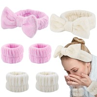 Grandes filles poignet humide et bandeaux élastiques pour cheveux arc soins de la peau femmes bandeaux brodés noeud Spa bandeau Kit de fabrication