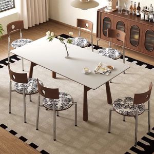 Bauhaus Style Walnut Rectangular Solid Wood Dining Table With Storage For Home Use - Product Image 3