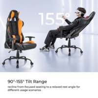 Kursi Gaming Putar 360 Derajat Heavy Duty OEM ODM High Back Racing untuk Komputer dengan 90 ° -155 °   Sandaran Dapat Dimiringkan & Sandaran Tangan 2D
