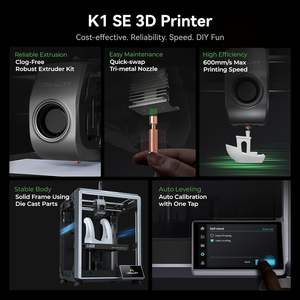 Impresora 3D K1 SE, Volumen de Impresión 220x220x250mm, FDM, Impresión de Alta Velocidad, Nivelación Automática, Plataforma Caliente de Vidrio Templado - Product Image 2