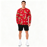 Sweat-shirt à col rond pour homme avec impression intégrale de rennes amusants, personnalisable par sublimation, pour les fêtes de Noël