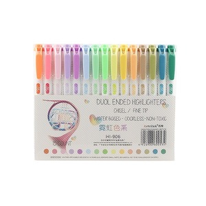 Bán Buôn 15Pcs Tùy Chỉnh Huỳnh Quang Bút Đôi Đứng Đầu Highlighter Set Pastel Tô Màu - Product Image 1