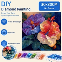 Peinture diamantée 5D de forme spéciale, fleur d'hibiscus, 30x30cm, broderie DIY en strass de cristal, décoration murale pour la maison