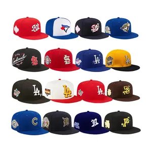 Yüksek kalite yeni gorras dönemi orijinal beyzbol şapkaları erkekler 6 panel spor hip hop düz ağız donatılmış beyzbol şapkaları snapback kap