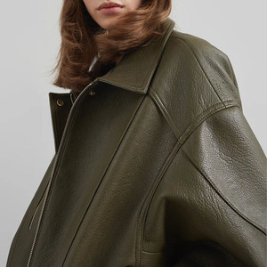 <span class=keywords><strong>Chaqueta</strong></span> de cuero sintético oversize <span class=keywords><strong>para</strong></span> <span class=keywords><strong>mujer</strong></span>, <span class=keywords><strong>con</strong></span> cremallera, estilo motociclista, a la moda, <span class=keywords><strong>para</strong></span> otoño e invierno, OEM - Product Image 4