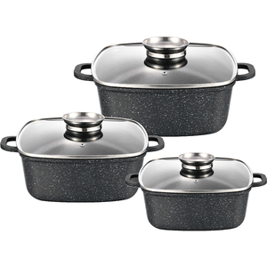 Ensemble de casseroles noires en aluminium moulé sous pression, antiadhésives, compatibles avec toutes les plaques de cuisson, ustensiles de cuisine écologiques, vente en gros - Product Image 6
