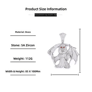 Grande Ciondolo a Forma di <span class=keywords><strong>Falce</strong></span> <span class=keywords><strong>della</strong></span> <span class=keywords><strong>Morte</strong></span> per Uomo, Micro Pavé con Zirconia Cubica 5A, Ottone Placcato Oro Bianco, Gioielli Streetwear all'Ingrosso - Product Image 3